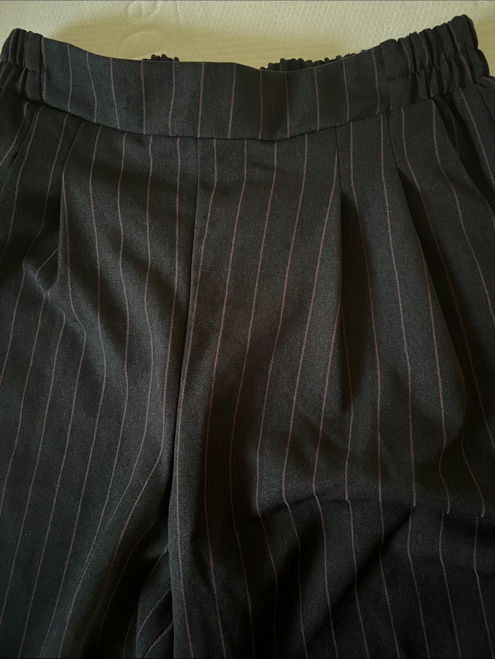 ASOS Black Pinstripe Wide-Leg Dress Pants New No tag - Picture 6 of 7